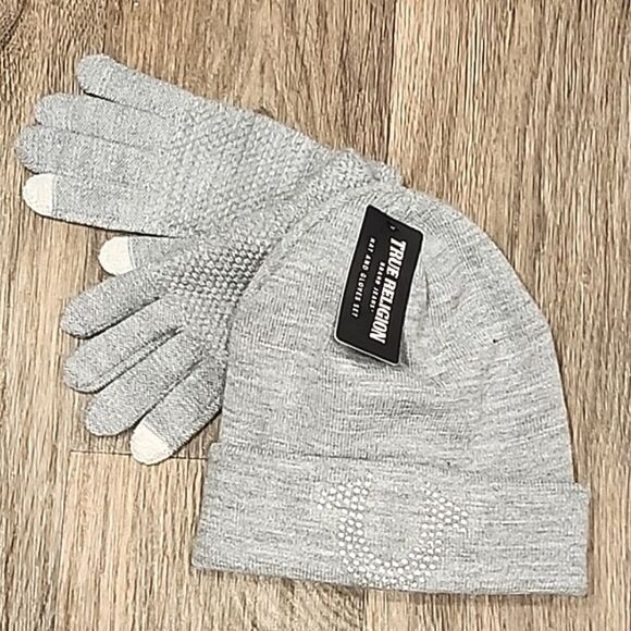 True Religion Rhinestone Beanie & Glove Set main image 5